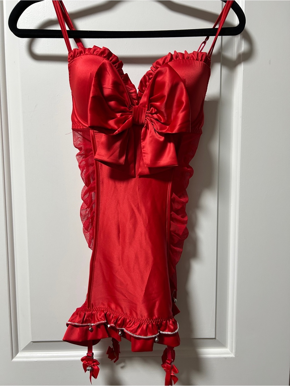 Victoria's Secret Red Satin Bow Chemise